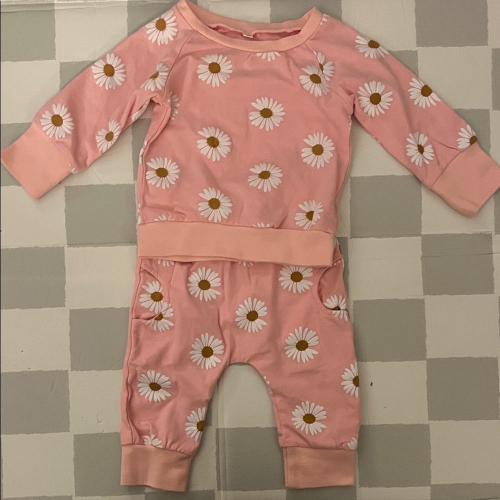 Pink Floral Baby Outfit Set